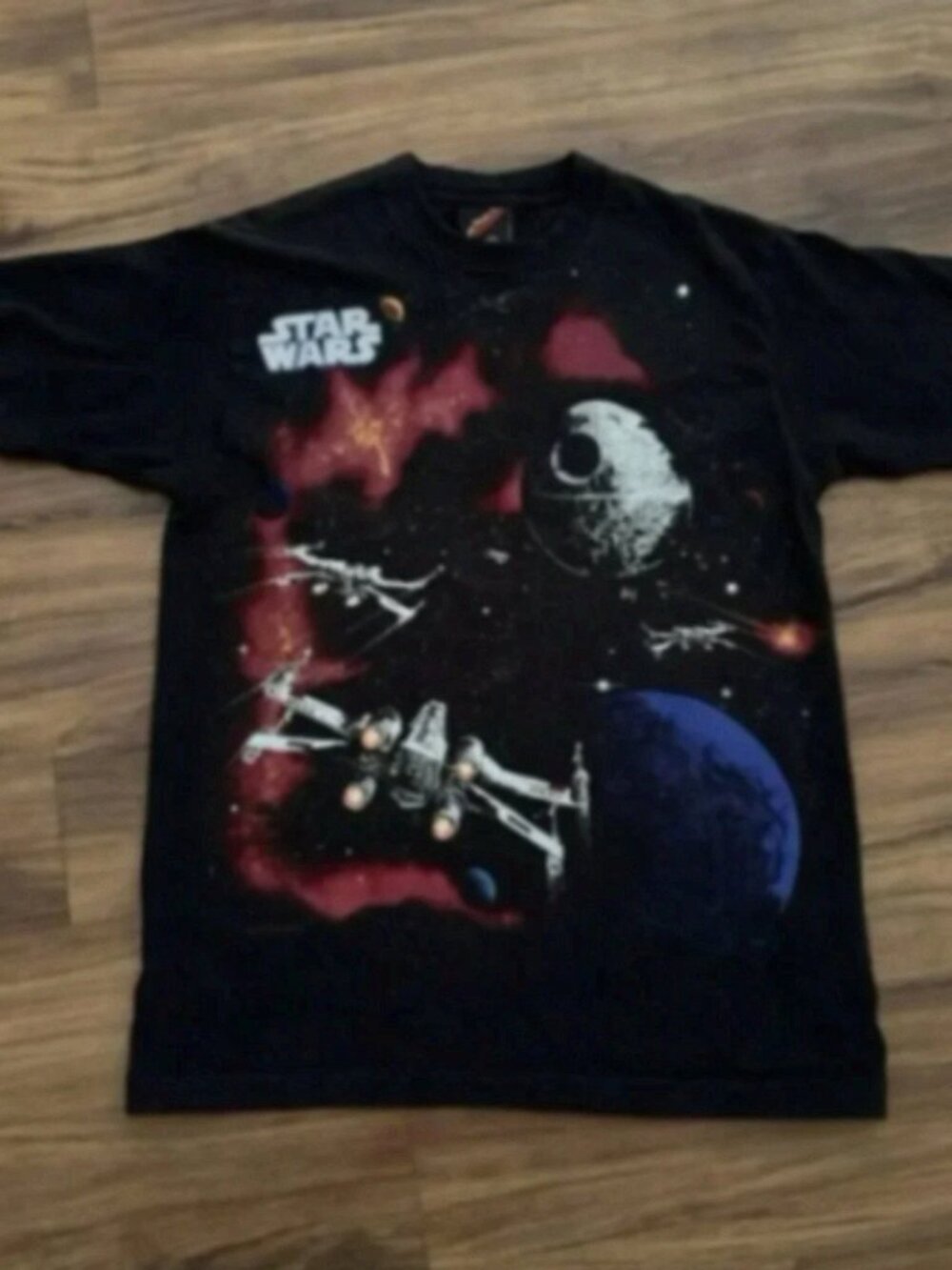 Vintage Star Wars Death Star Space Battle Graphic Tee Y2K Shirt